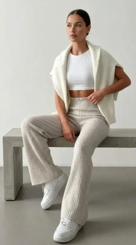 Kadın Kaşkorse Bol Paça Pantolon - 3