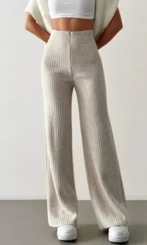 Kadın Kaşkorse Bol Paça Pantolon - 4