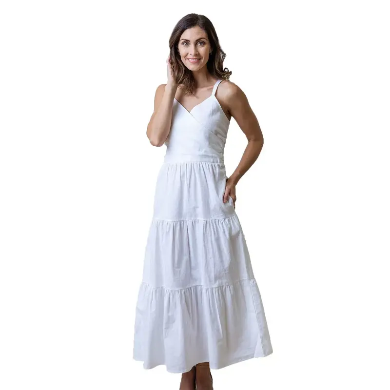Women's Hope and Henry Tiered Wrap Dress - White - HOPE & HENRY