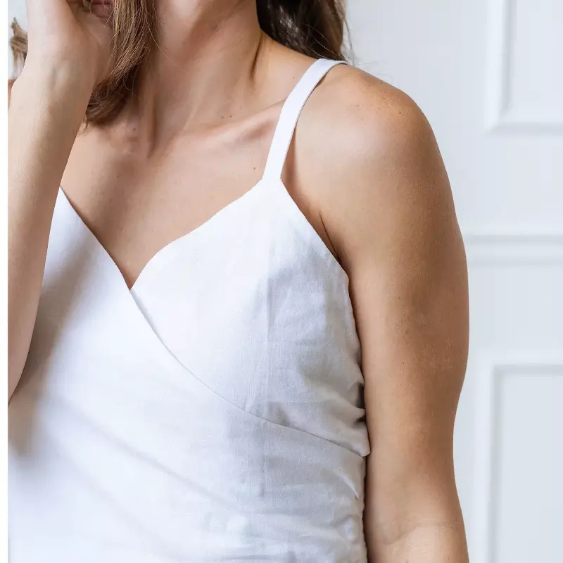 Women's Hope and Henry Tiered Wrap Dress - White - 2