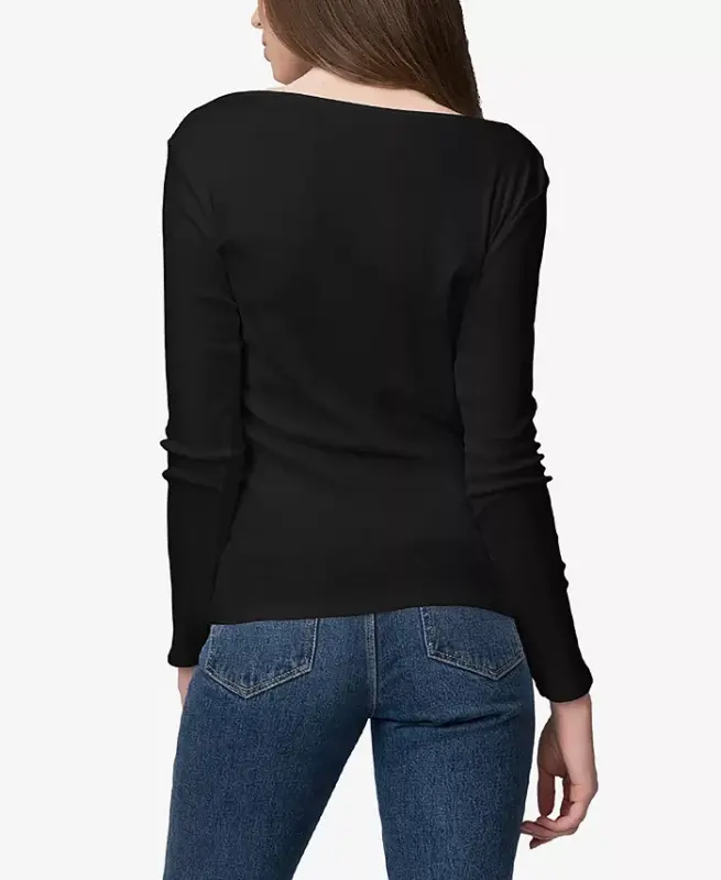 Women's Word Art Cat Moon Long Sleeve T-Shirt - Black - 2