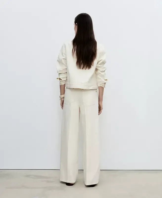 Women's Belt Wide Leg Jeans - Off White - 3