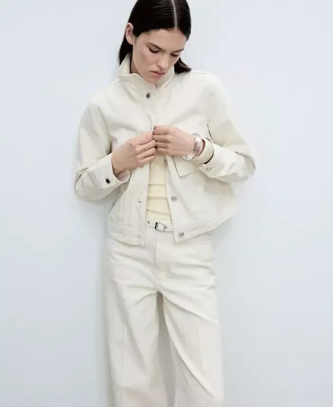 Women's Belt Wide Leg Jeans - Off White - 4