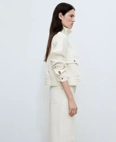 Women's Belt Wide Leg Jeans - Off White - 5