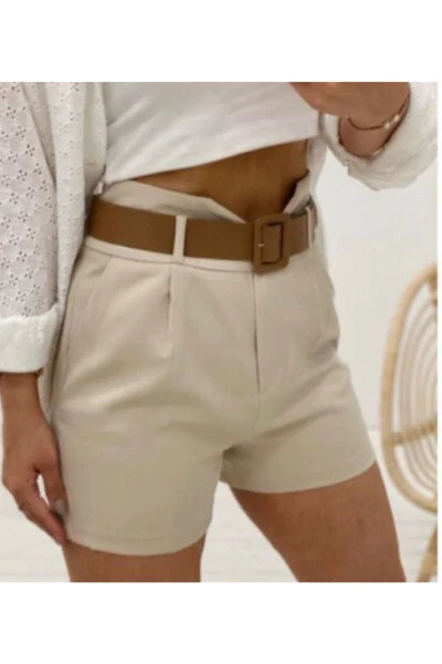 Kadın Kemerli Şort 150-7025 - Modazone