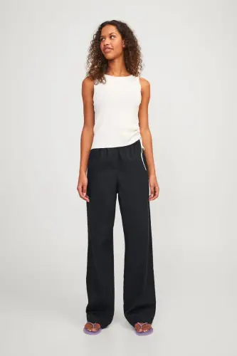 Kadin Keten Pantolon - Poppy - Black 