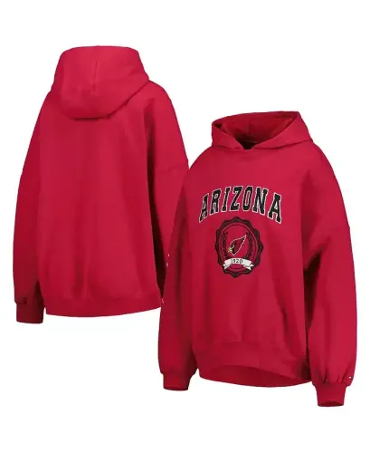 Women's Cardinal Arizona Cardinals Becca Drop Shoulder Pullover Hoodie-Cardinal - 1