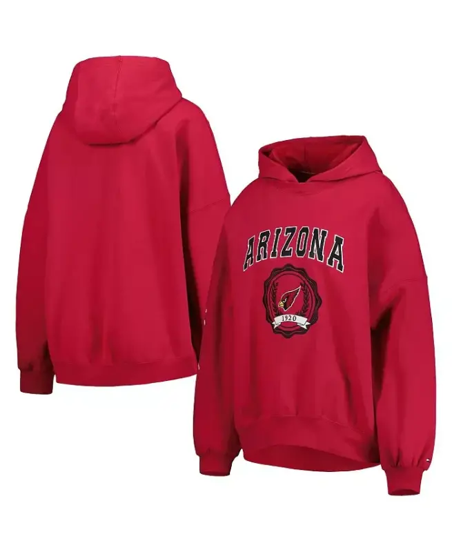 Women's Cardinal Arizona Cardinals Becca Drop Shoulder Pullover Hoodie-Cardinal - 1