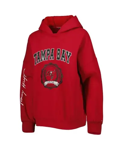 Women's Red Tampa Bay Buccaneers Becca Drop Shoulder Pullover Hoodie-Red - 2