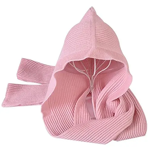 Women Winter 3 in 1 Hooded Hat Scarf Wrap Shawl Crochet Knit Pullover Neckwarmer - 3