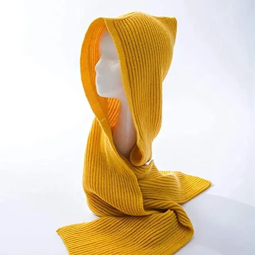 Women Winter 3 in 1 Hooded Hat Scarf Wrap Shawl Crochet Knit Pullover Neckwarmer - 2