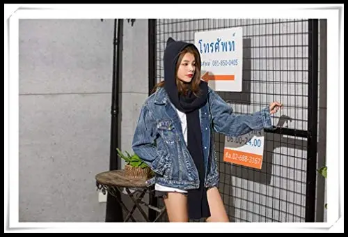 Women Winter 3 in 1 Hooded Hat Scarf Wrap Shawl Crochet Knit Pullover Neckwarmer - 5