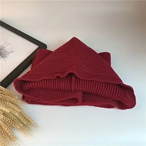 Women Winter 3 in 1 Hooded Hat Scarf Wrap Shawl Crochet Knit Pullover Neckwarmer - 7