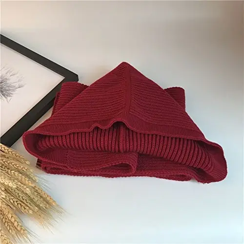 Women Winter 3 in 1 Hooded Hat Scarf Wrap Shawl Crochet Knit Pullover Neckwarmer - 7