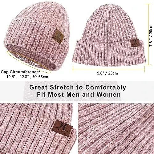 Womens Winter Knit Warm Hat Beanie Long Scarf Touch Screen Gloves Set Skull Caps Neck Scarves for Women - 2