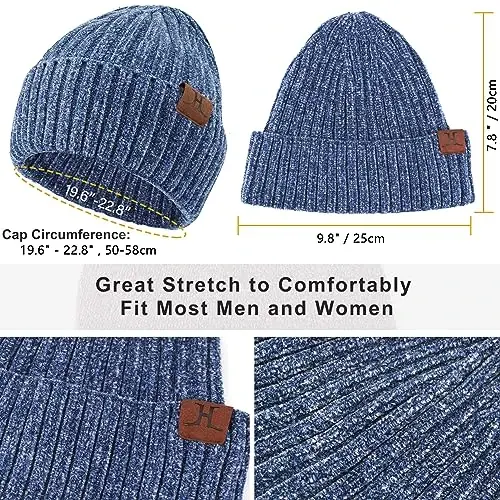 Womens Winter Knit Warm Hat Beanie Long Scarf Touch Screen Gloves Set Skull Caps Neck Scarves for Women - MODAZONE (1)