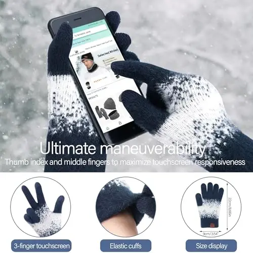 Womens Winter Knit Beanie Hats and Touchscreen Gloves Long Scarf Set with Warm Fleece Lined Skull Caps Scarves for Women - 4