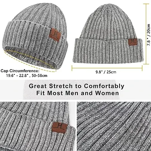 Womens Winter Knit Warm Hat Beanie Long Scarf Touch Screen Gloves Set Skull Caps Neck Scarves for Women - WOMENS (1)