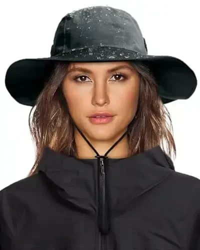 Womens Winter Waterproof Bucket Hat Warm Fleece Lined Rain Hat UPF50+ Mens Outdoor Adventure Research Hiking Safari Cap - 1