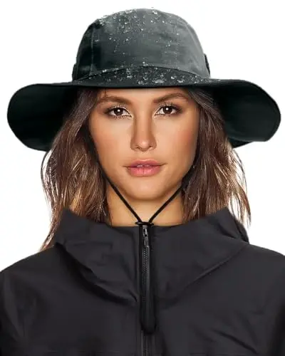 Womens Winter Waterproof Bucket Hat Warm Fleece Lined Rain Hat UPF50+ Mens Outdoor Adventure Research Hiking Safari Cap 