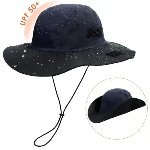 Womens Winter Waterproof Bucket Hat Warm Fleece Lined Rain Hat UPF50+ Mens Outdoor Adventure Research Hiking Safari Cap - 2