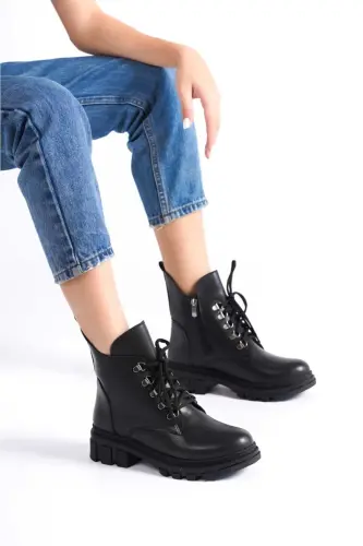 Kadın Kısa Bot-Siyah - DS AYAKKABI (1)