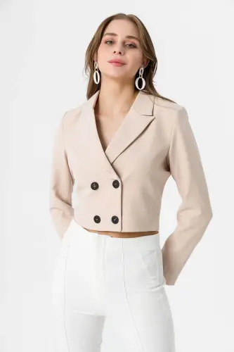 Kadın Kısa Düğme Kapamalı Blazer Ceket 250218 - 260314 - TAŞ 