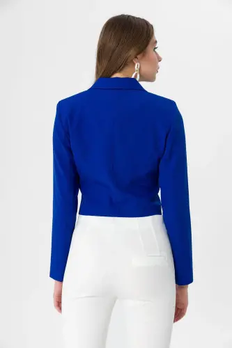 Kadın Kısa Düğme Kapamalı Blazer Ceket 250218 - 260314 - SAKS - 5