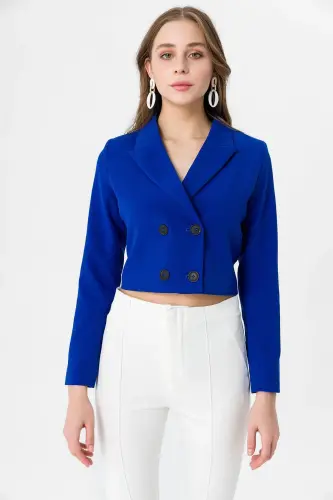 Kadın Kısa Düğme Kapamalı Blazer Ceket 250218 - 260314 - SAKS - ŞİMAL (1)