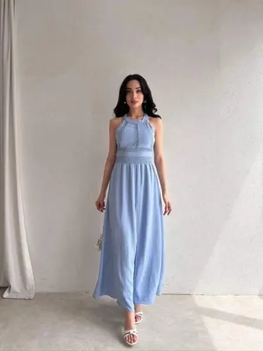 Kadın Kısa Kollu Bisiklet Yaka Viskon Bluz - 6