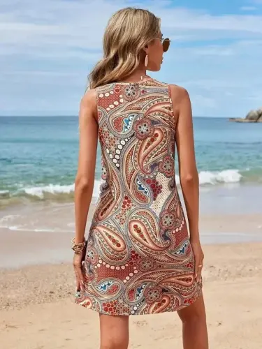 Kadın Kısa Kollu Dantel V Yakalı Desenli Süprem Elbise - 4