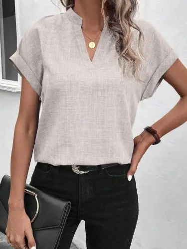 Kadın Kısa Kollu Hakim Yaka Sofya Bluz - 1