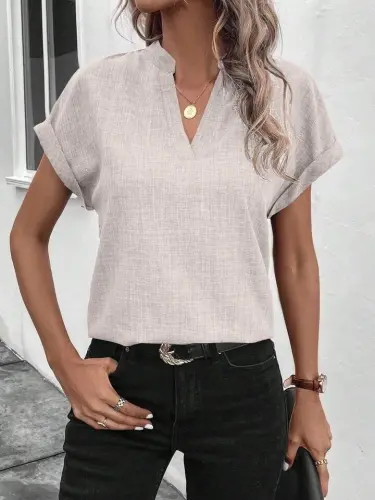 Kadın Kısa Kollu Hakim Yaka Sofya Bluz - BÜYÜKBEDENIZ (1)