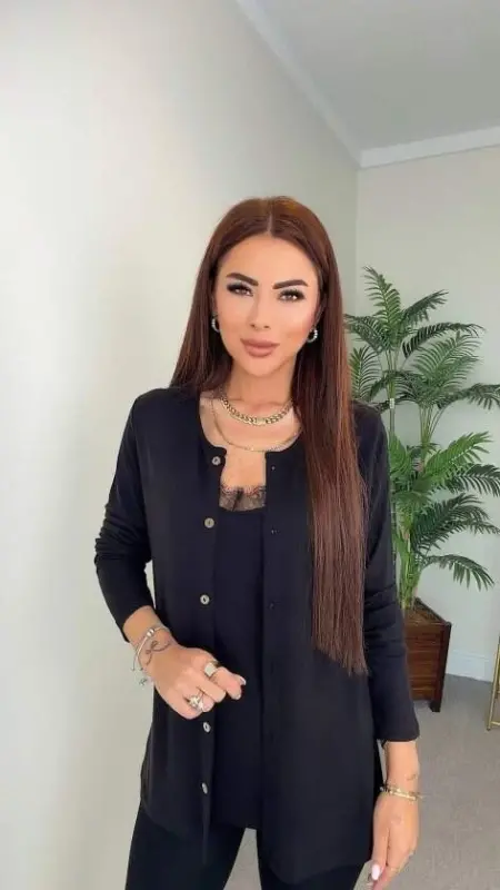 Kadın Kısa Kollu Kare Yakalı önden çapraz Kesim Detaylı Krep Elbise - BÜYÜKBEDENIZ