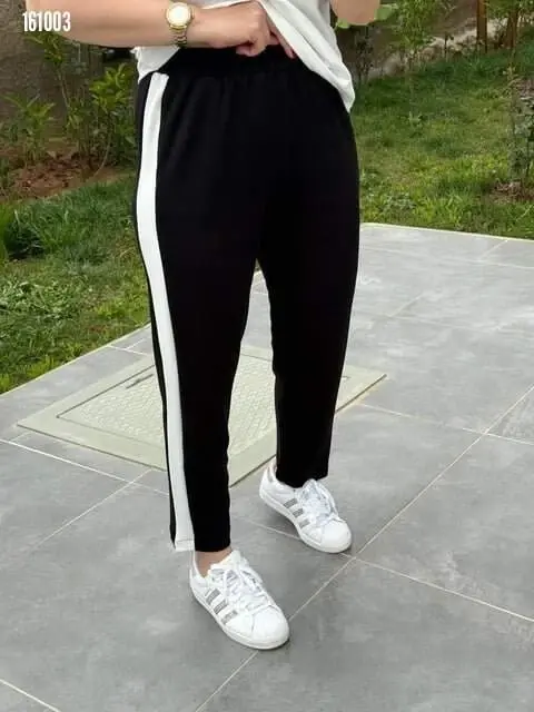 Kadın Kısa Kollu Modal Dokulu Kumaş Yanı şeritli Takım - 4