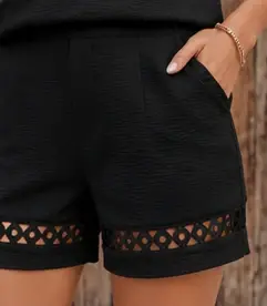 Kadın Kısa Kollu V Yakalı Bluz Ve Short Ikili Takım - 6