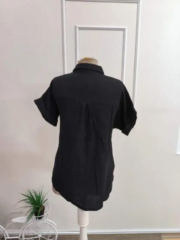 Kadın Kısa Kollu Yakalı önü Düğmeli Müslim Gömlek - 6