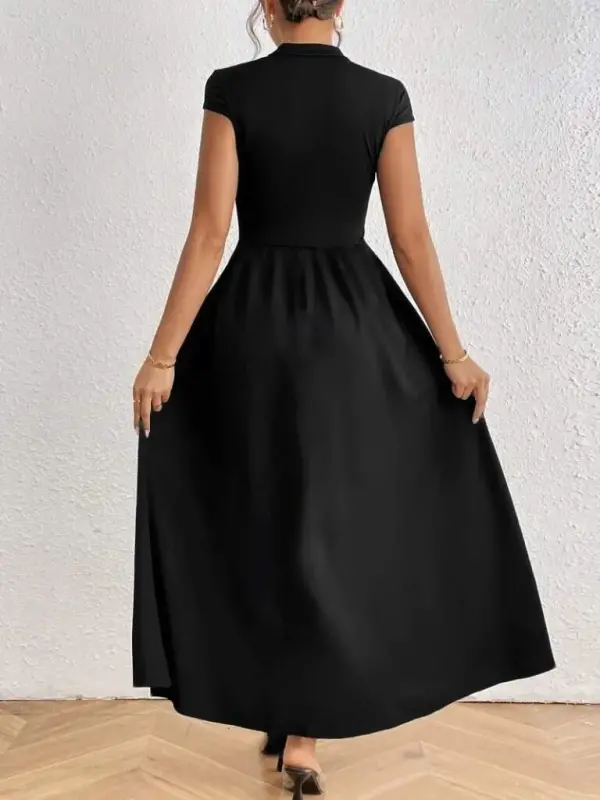 Kadın Kısa Kollu Yarı Balıkçı Yaka Viskon Elbise - 2