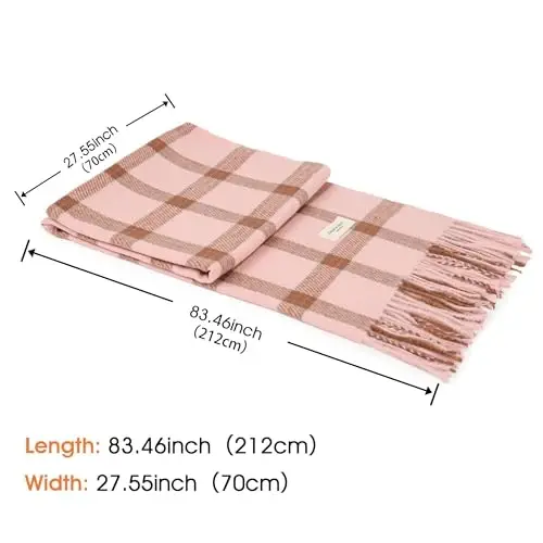 Women's Winter Scarf Large Warm Shawl Wraps Plaid Oversized Thick Scarves - 3