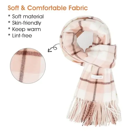 Women's Winter Scarf Large Warm Shawl Wraps Plaid Oversized Thick Scarves - 2