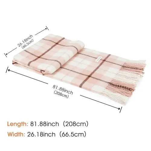 Women's Winter Scarf Large Warm Shawl Wraps Plaid Oversized Thick Scarves - 3