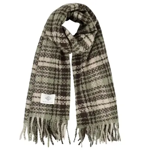Women's Winter Scarf Large Warm Shawl Wraps Plaid Oversized Thick Scarves - 1