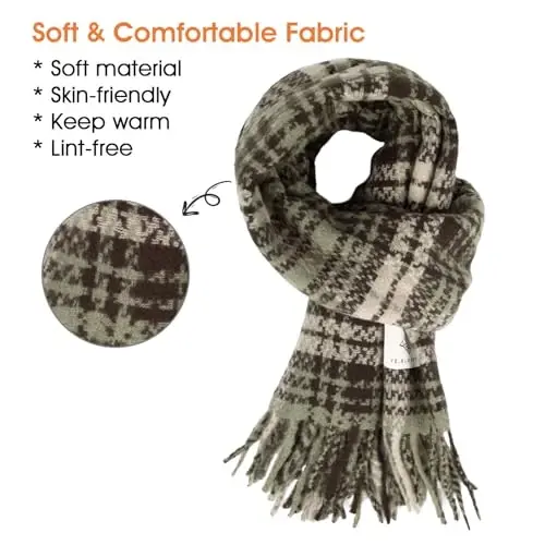Women's Winter Scarf Large Warm Shawl Wraps Plaid Oversized Thick Scarves - WOMEN'S (1)