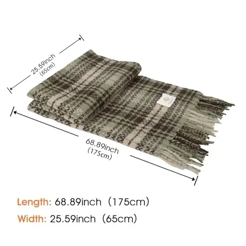 Women's Winter Scarf Large Warm Shawl Wraps Plaid Oversized Thick Scarves - 3
