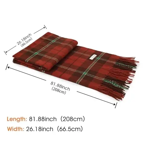 Women's Winter Scarf Large Warm Shawl Wraps Plaid Oversized Thick Scarves - 3