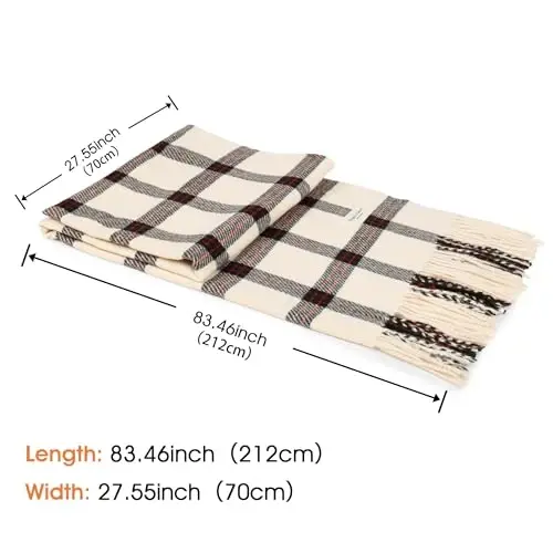 Women's Winter Scarf Large Warm Shawl Wraps Plaid Oversized Thick Scarves - 3