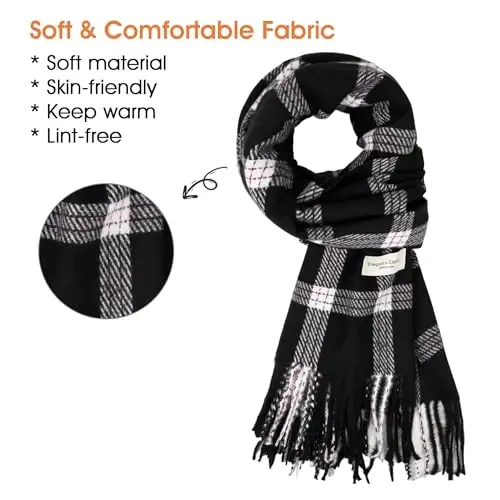 Women's Winter Scarf Large Warm Shawl Wraps Plaid Oversized Thick Scarves - WOMEN'S (1)