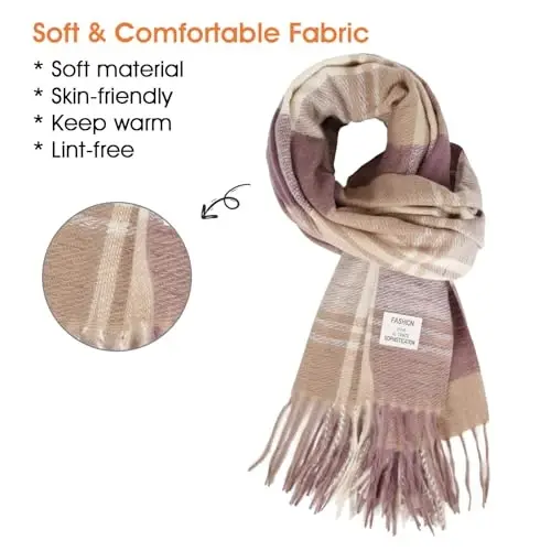 Women's Winter Scarf Large Warm Shawl Wraps Plaid Oversized Thick Scarves - WOMEN'S (1)