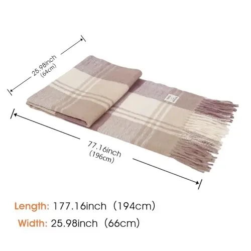 Women's Winter Scarf Large Warm Shawl Wraps Plaid Oversized Thick Scarves - 3