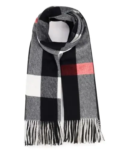 Women's Winter Scarf Large Warm Shawl Wraps Plaid Oversized Thick Scarves 